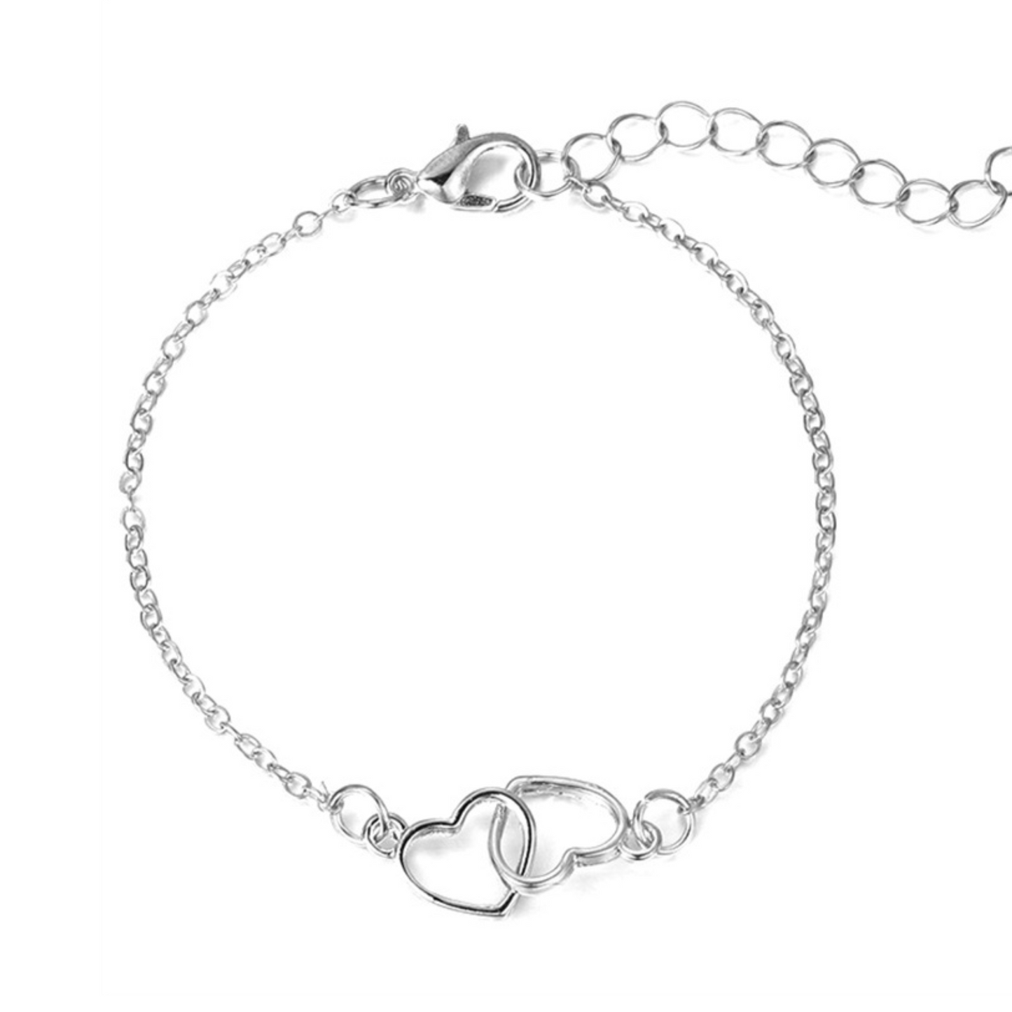 s925 matching double heart bracelet