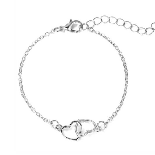 S925 Matching Double Heart Bracelet