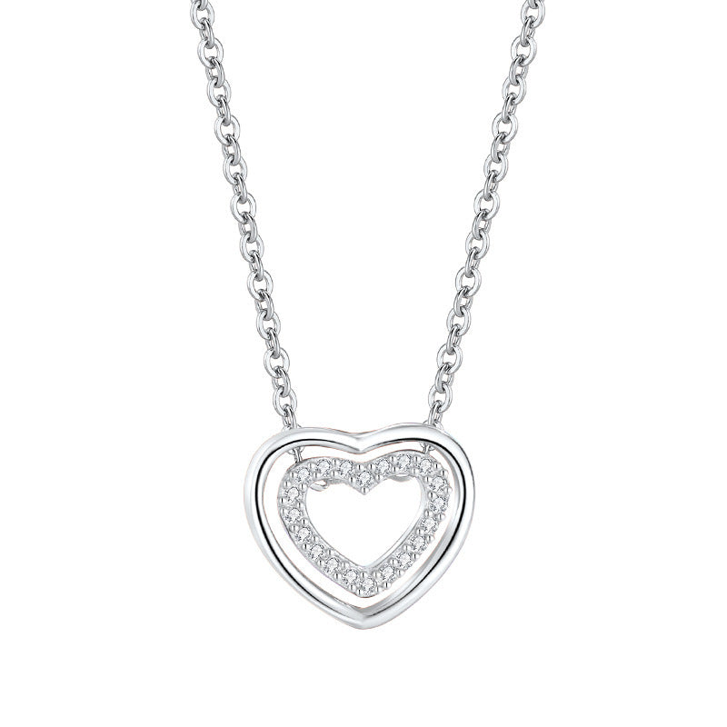 s925 double heart necklace